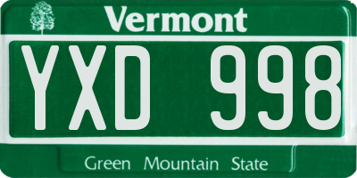 VT license plate YXD998