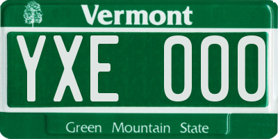 VT license plate YXE000