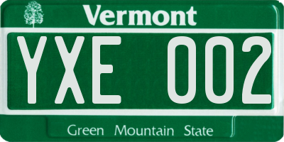 VT license plate YXE002
