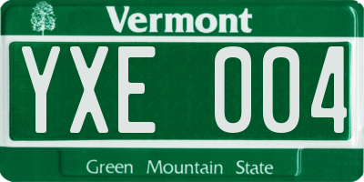 VT license plate YXE004