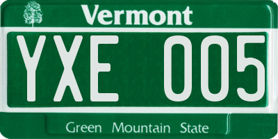VT license plate YXE005