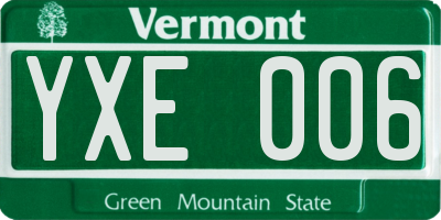 VT license plate YXE006