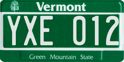VT license plate YXE012
