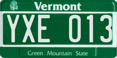 VT license plate YXE013