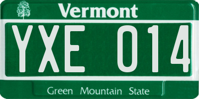 VT license plate YXE014