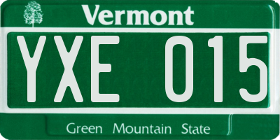 VT license plate YXE015