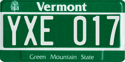VT license plate YXE017