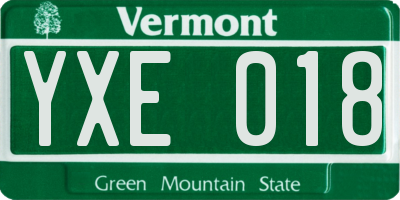 VT license plate YXE018