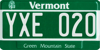 VT license plate YXE020