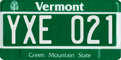 VT license plate YXE021