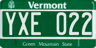 VT license plate YXE022