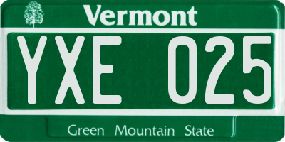 VT license plate YXE025