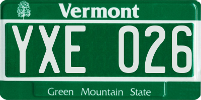 VT license plate YXE026