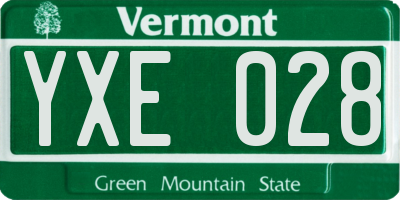 VT license plate YXE028