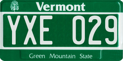 VT license plate YXE029