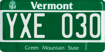 VT license plate YXE030