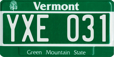 VT license plate YXE031