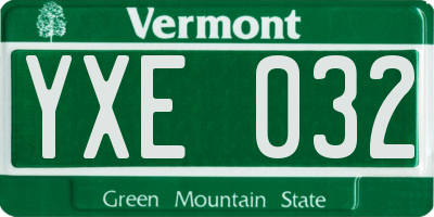 VT license plate YXE032
