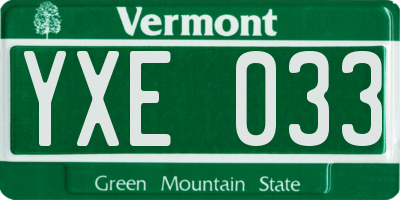 VT license plate YXE033