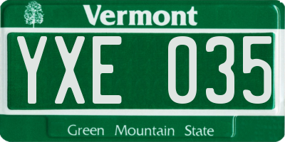 VT license plate YXE035
