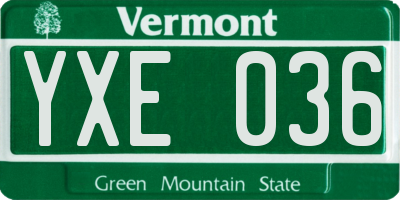 VT license plate YXE036