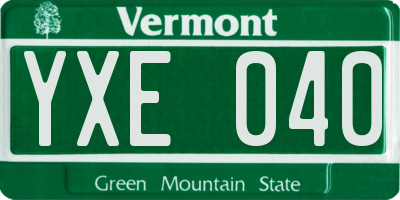 VT license plate YXE040