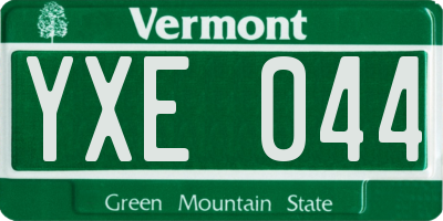 VT license plate YXE044