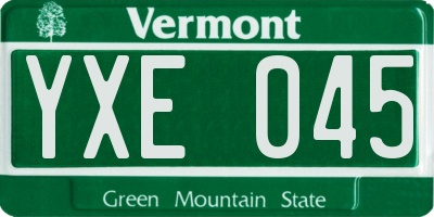 VT license plate YXE045