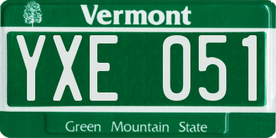 VT license plate YXE051