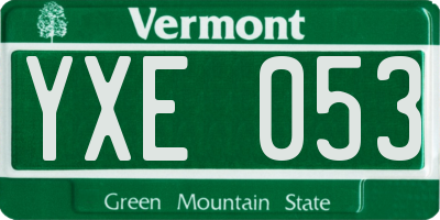 VT license plate YXE053