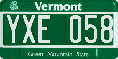 VT license plate YXE058