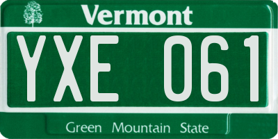 VT license plate YXE061
