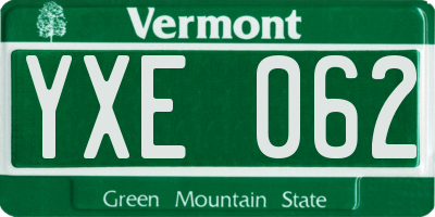 VT license plate YXE062