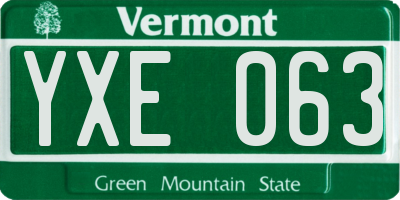VT license plate YXE063