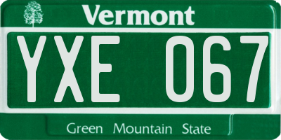 VT license plate YXE067