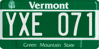 VT license plate YXE071