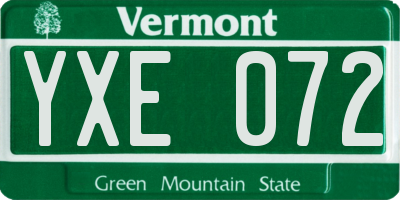 VT license plate YXE072
