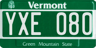 VT license plate YXE080
