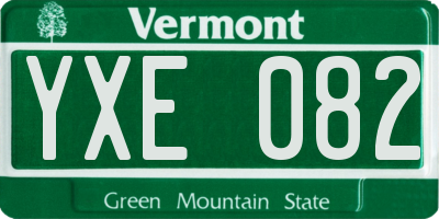 VT license plate YXE082