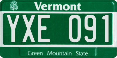 VT license plate YXE091