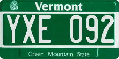 VT license plate YXE092