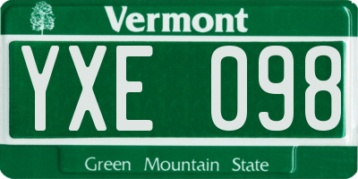 VT license plate YXE098