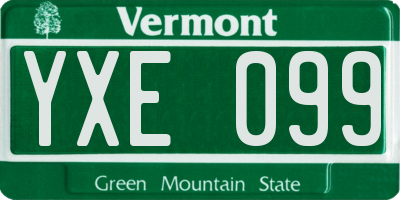 VT license plate YXE099