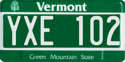VT license plate YXE102