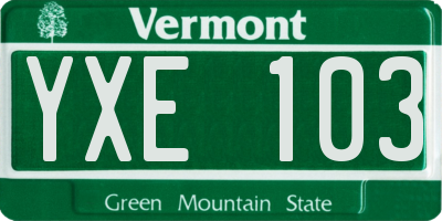 VT license plate YXE103