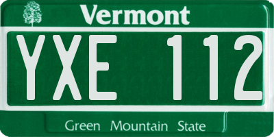 VT license plate YXE112
