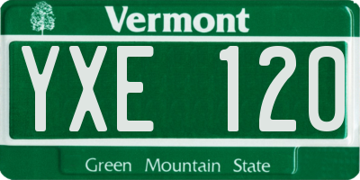 VT license plate YXE120