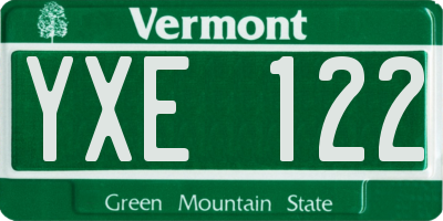 VT license plate YXE122