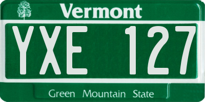 VT license plate YXE127
