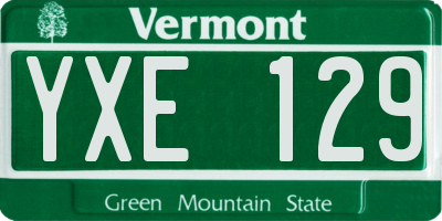 VT license plate YXE129